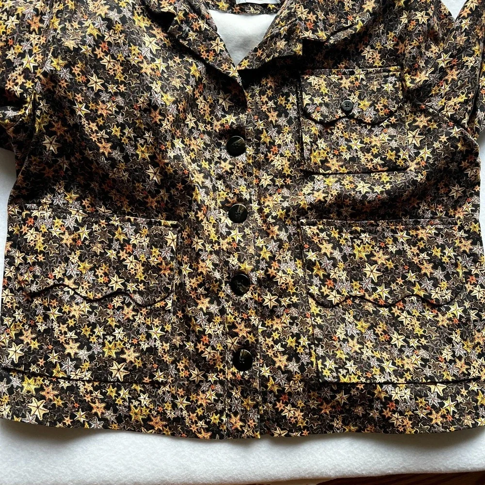 Kika Vargas Star Jacket Button Down Blouse Black‎ Cotton Blend Colombia Sz XS